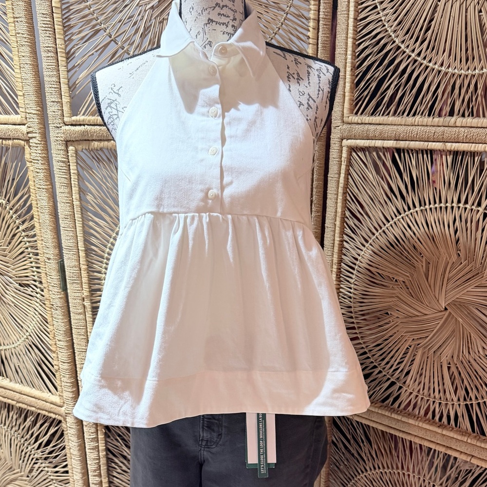Mauve White Sleeveless babydoll  Blouse